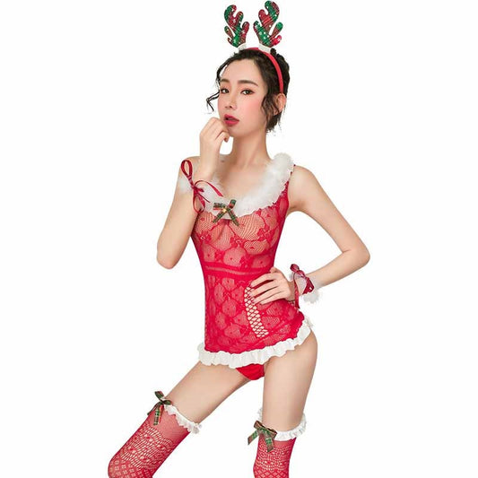 Women Christmas Lingerie Two Piece Santa Bra and P