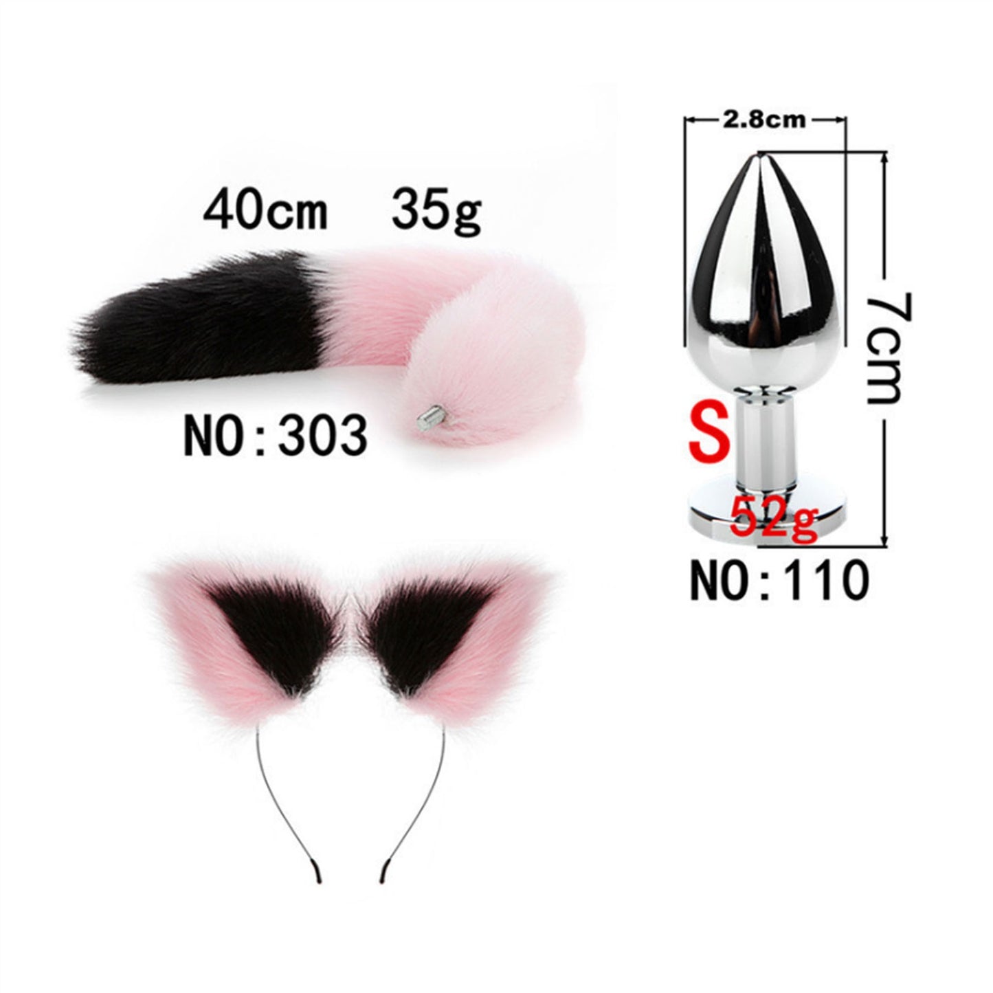 Faux fox tail anal plug ear hairpin set cosplay ad