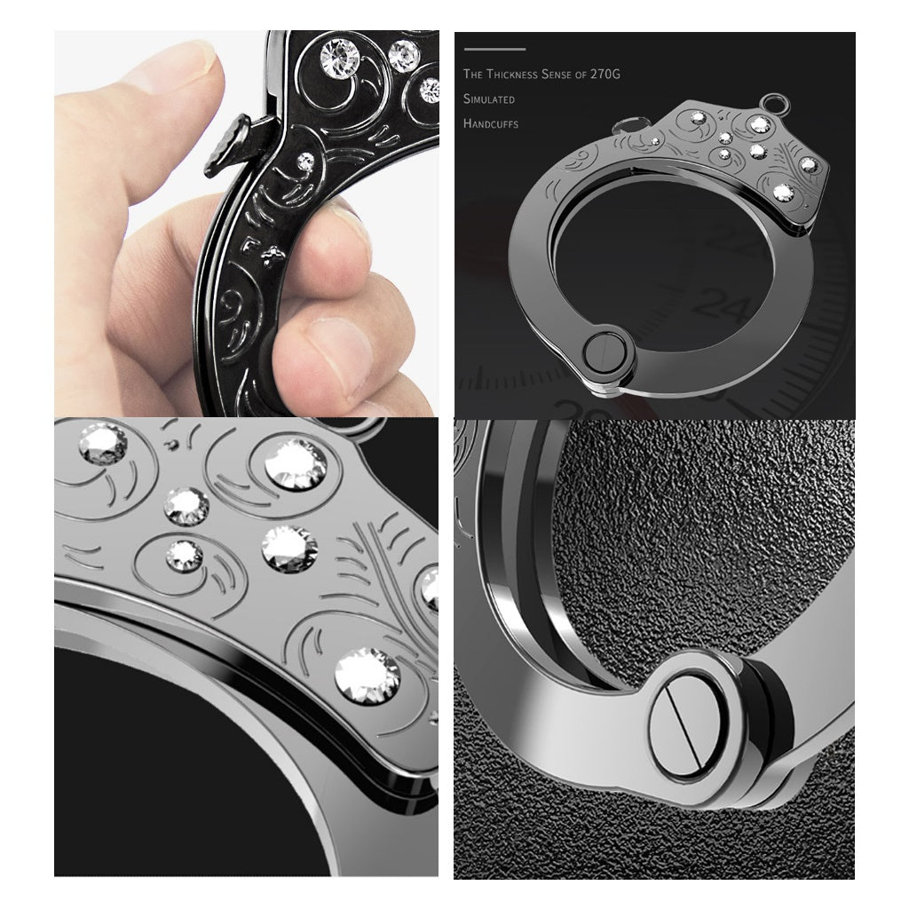 Gun Color Metal Handcuffs With Drill Cosplay Of Po