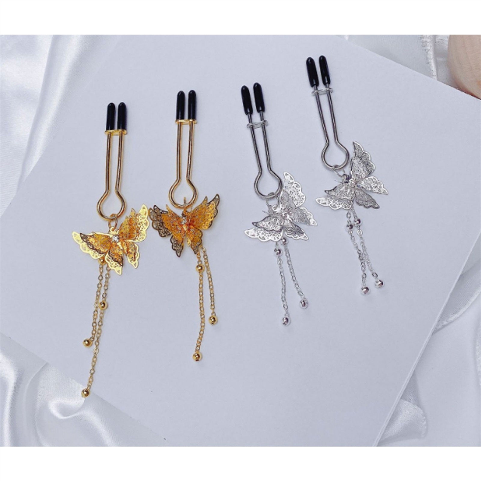 Butterfly Tassel Metal Clip Nipple Clamps With Scr