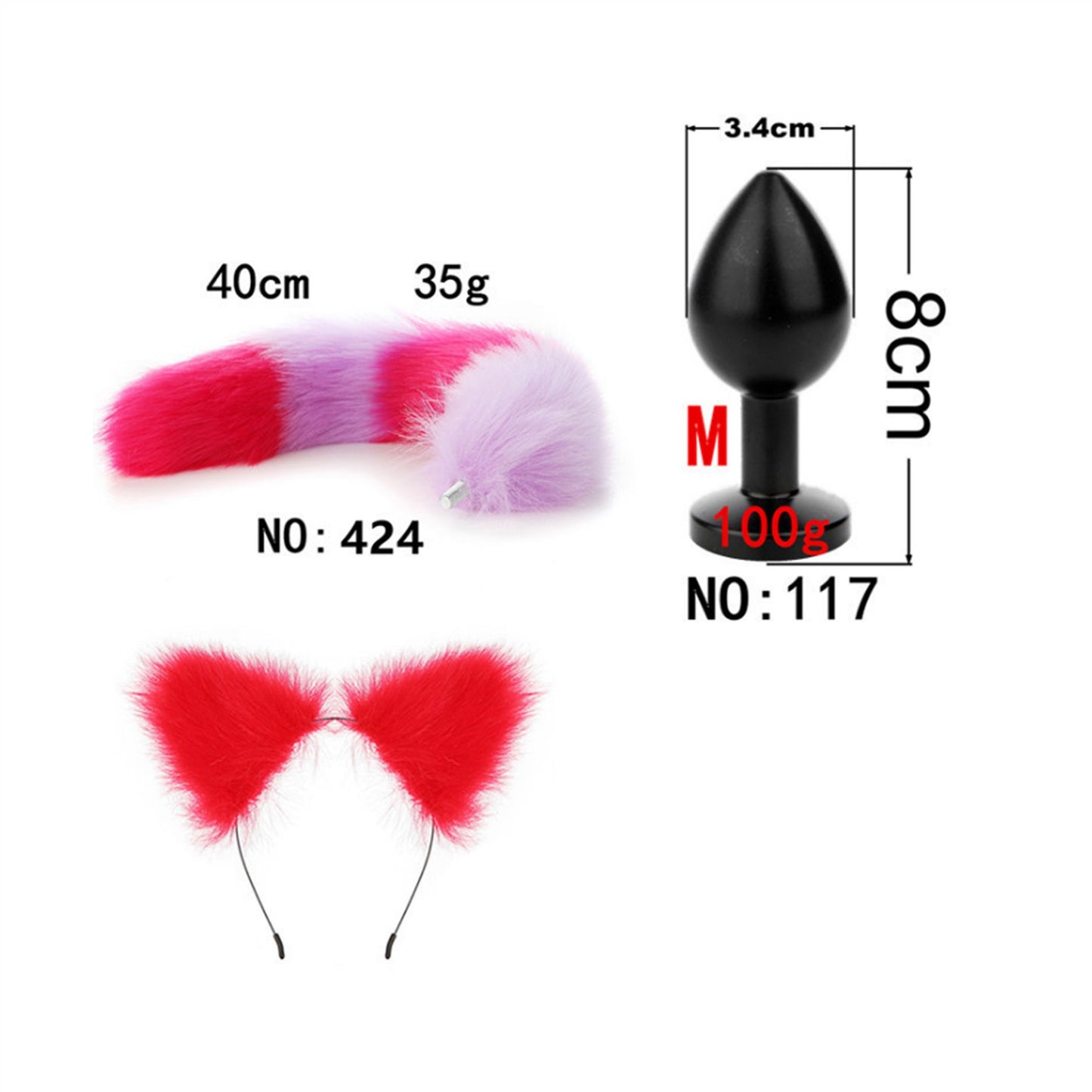 Faux Fox Tail Anal Plug Ear Hairpin Set Cosplay Ad