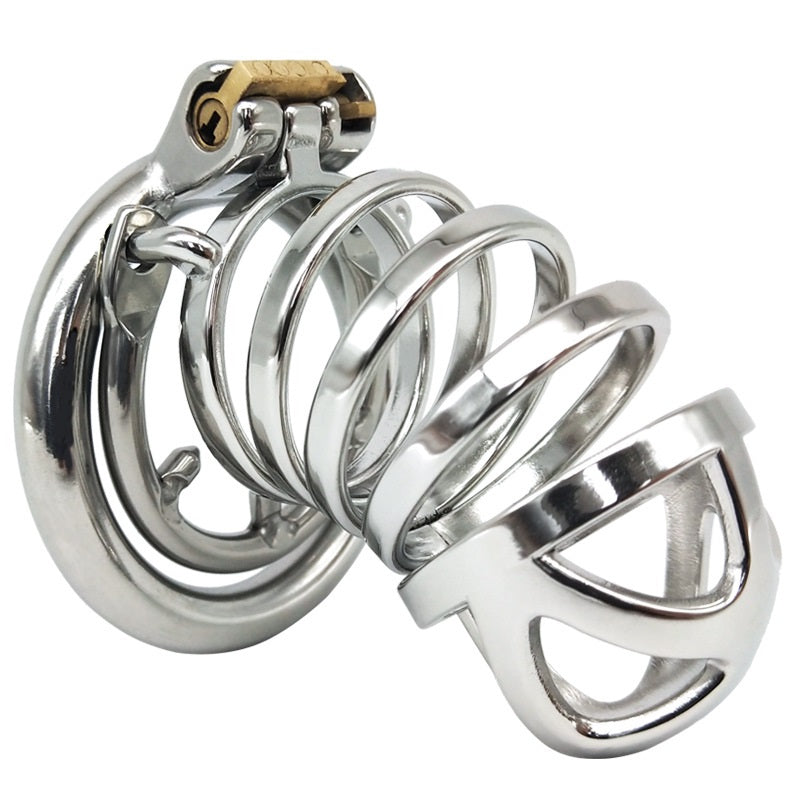 Male Chastity Device Cock Cage Steel Metal Silver 