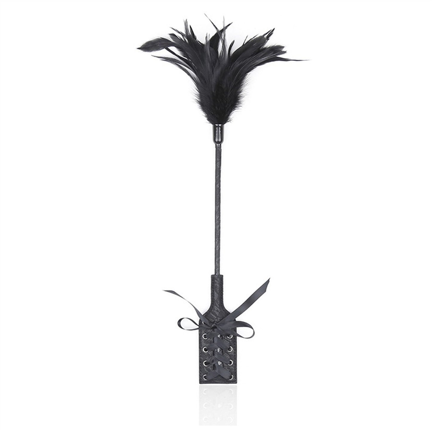 Black Feather Lace Tease Stick Horse Crop Stick Co