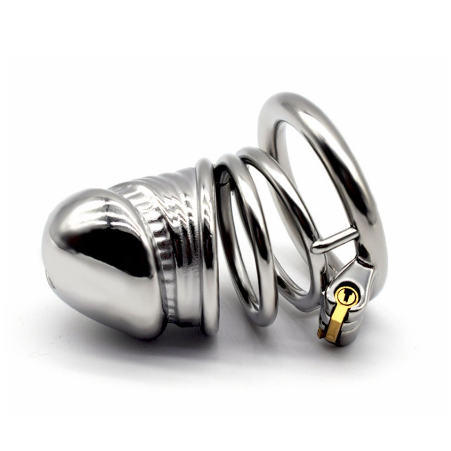 SM Stainless  Chastity Lock With Catheter For Men 