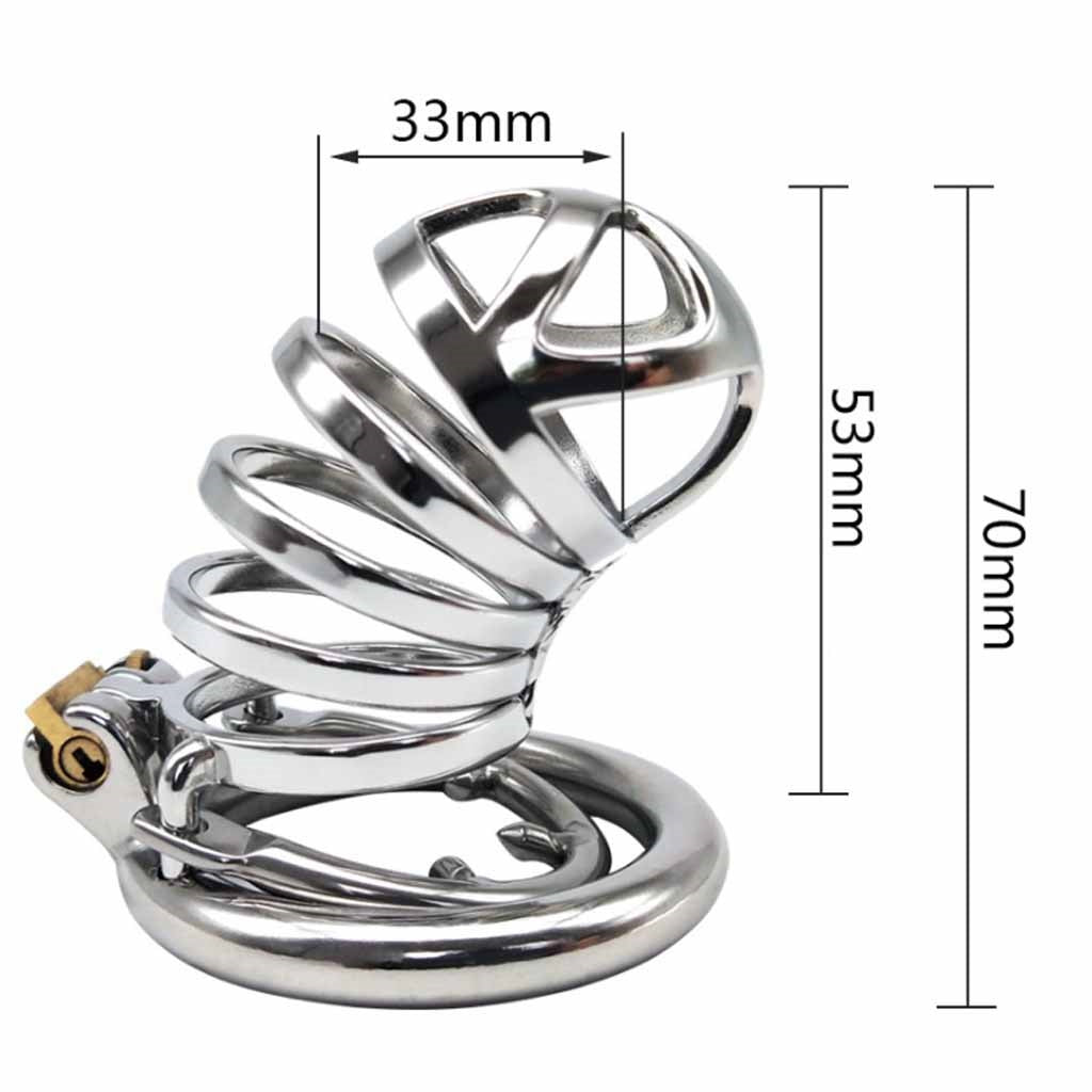 Male Chastity Device Cock Cage Steel Metal Silver 