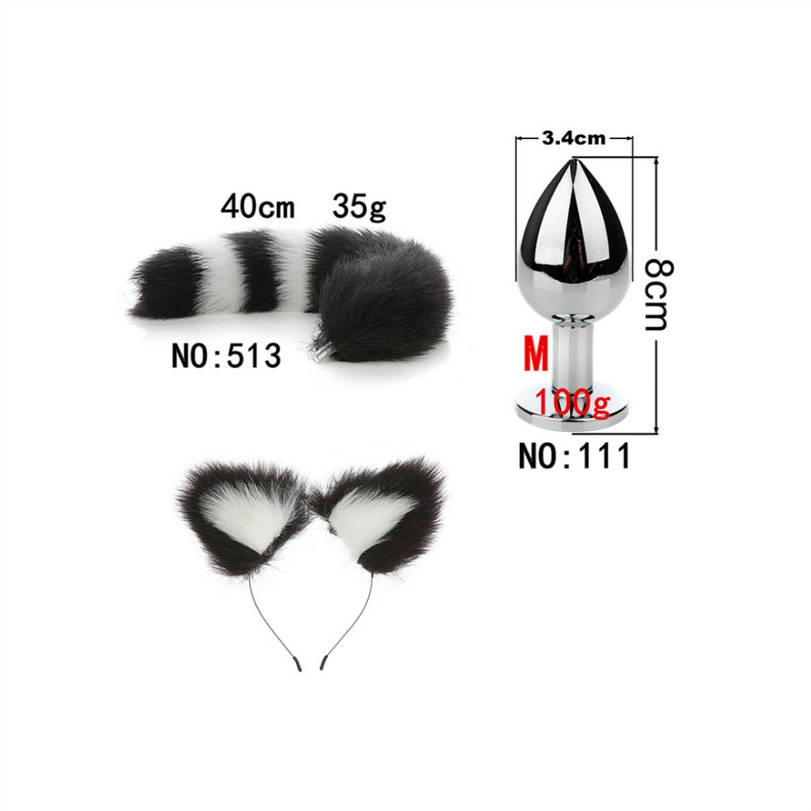 Removable Imitation Fox Tail Cat Ear Shell Two-pie