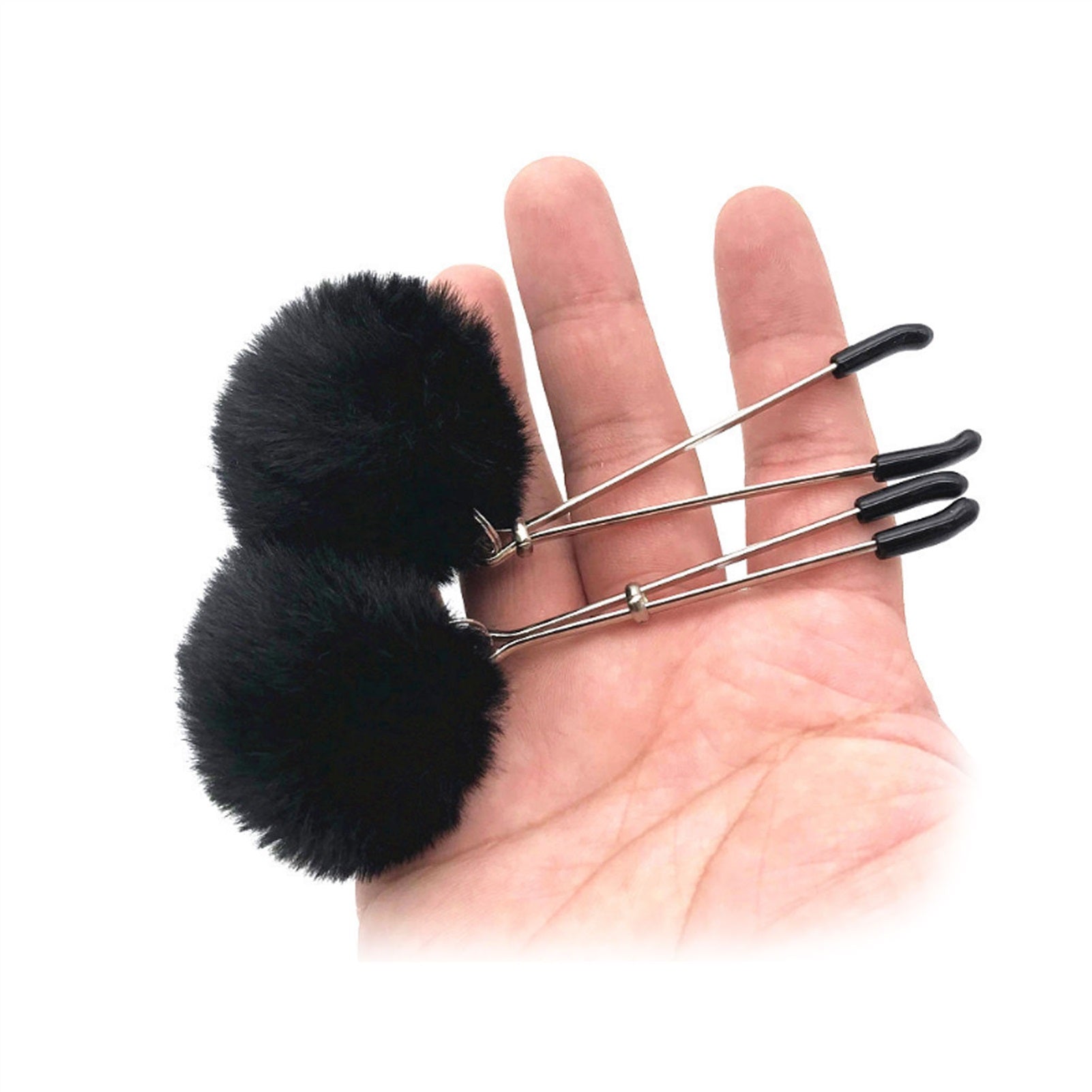 Black Fur Ball Milk Clip Metal Clip Nipple Clamps 