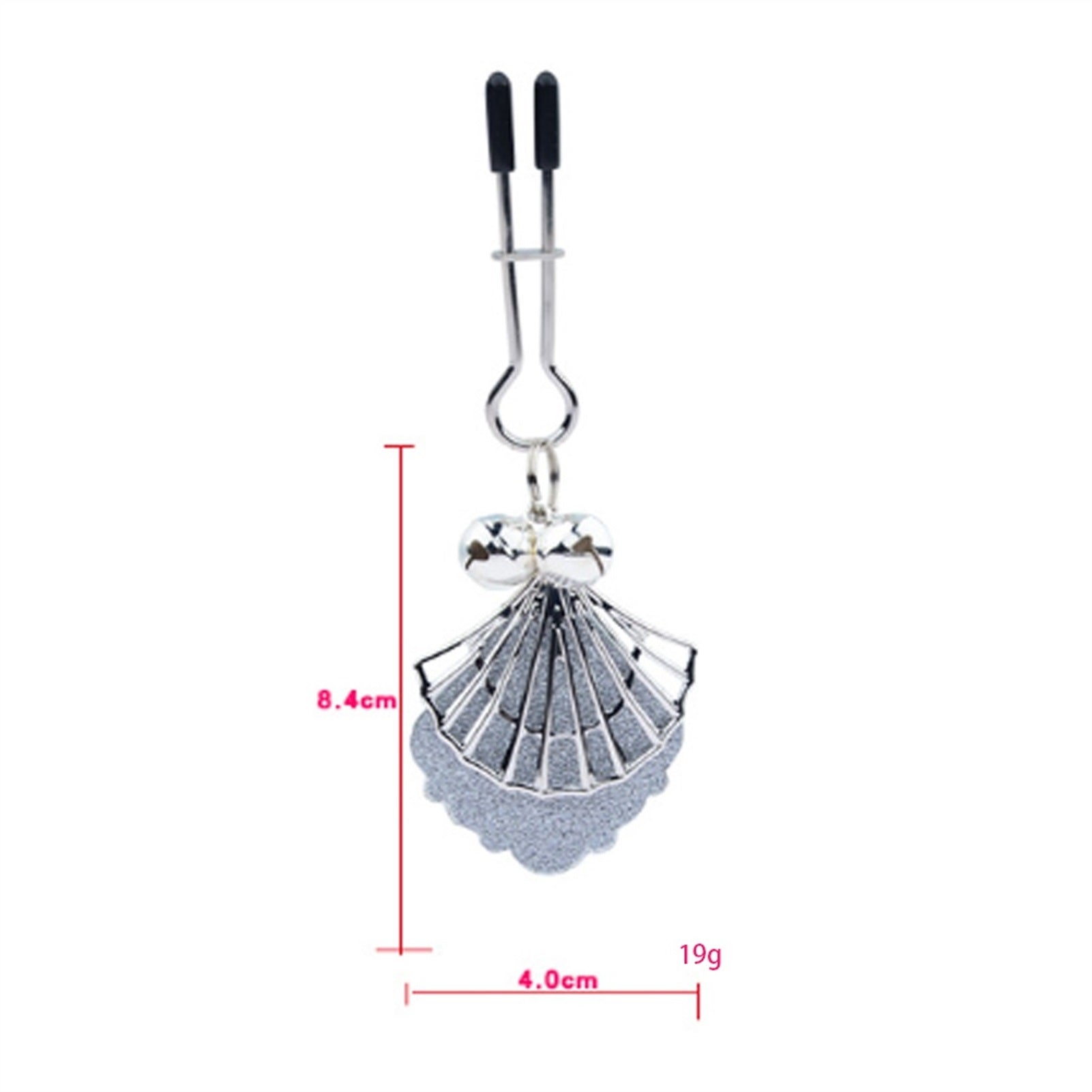 Metal Shell Pendant With 2 Bells Nipple Clamps For