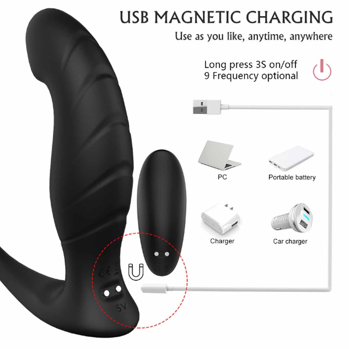 Male Wearable Electric Pulse Anal Vibrator 9 Kinds