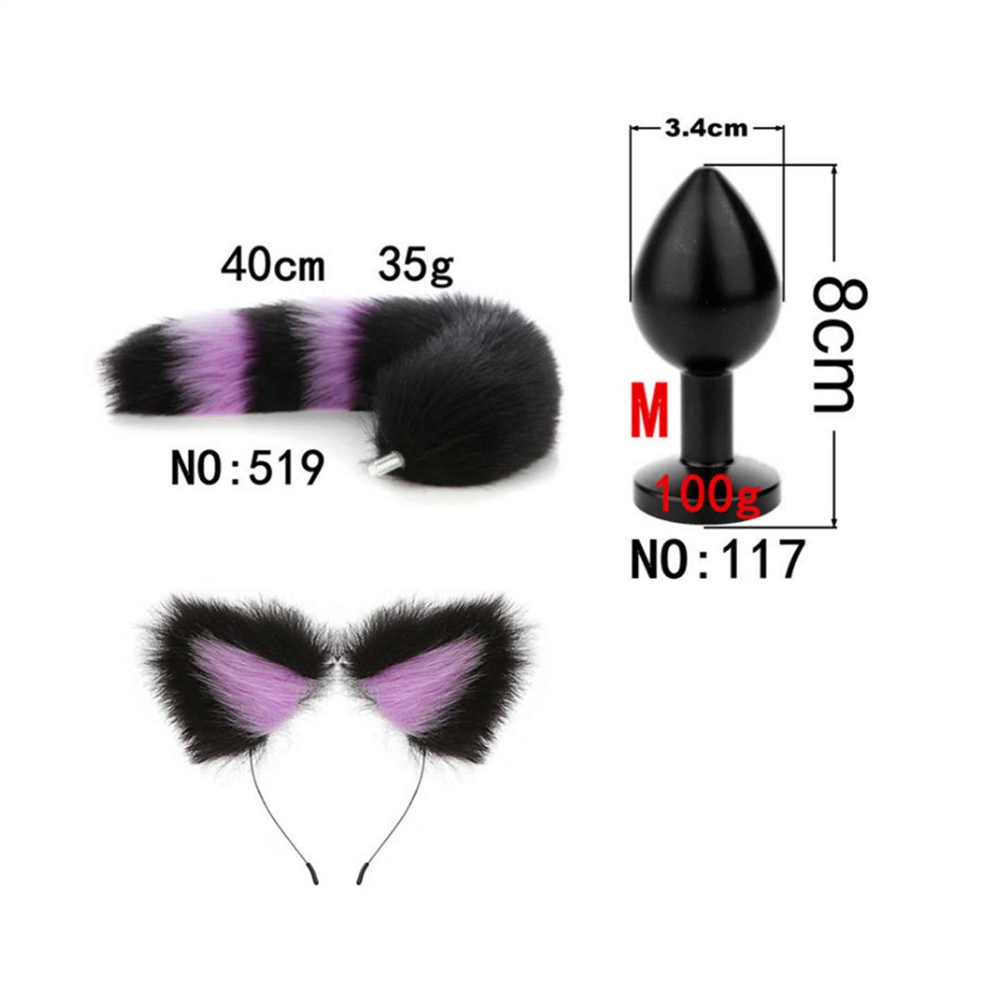 Faux Fox Tail Anal Plug Ear Hairpin Suit Cosplay D