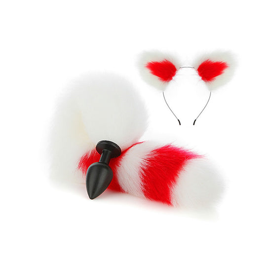 Faux fox tail anal plug ear hairpin set cosplay ad