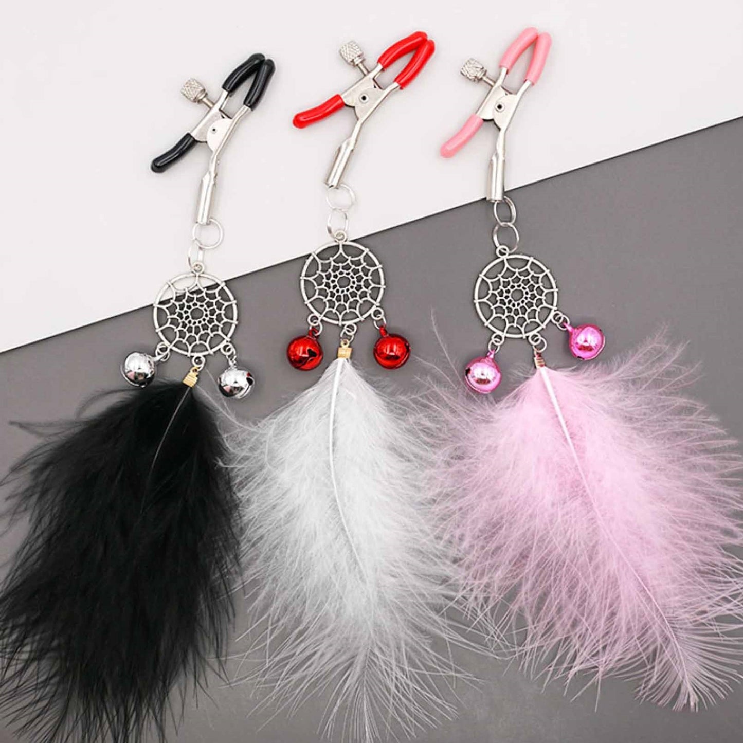 1 Pairs feather Nipples Ring Bells Dangle Nipples 