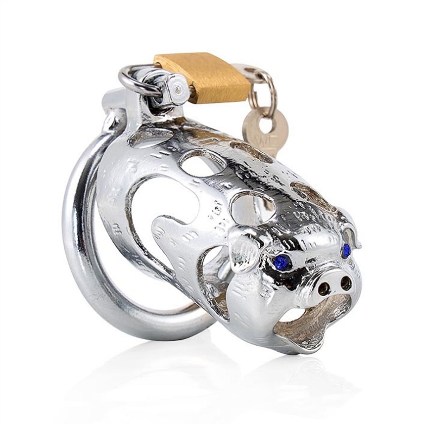 Pig Head Metal Chastity Lock Male Appliance Penis 