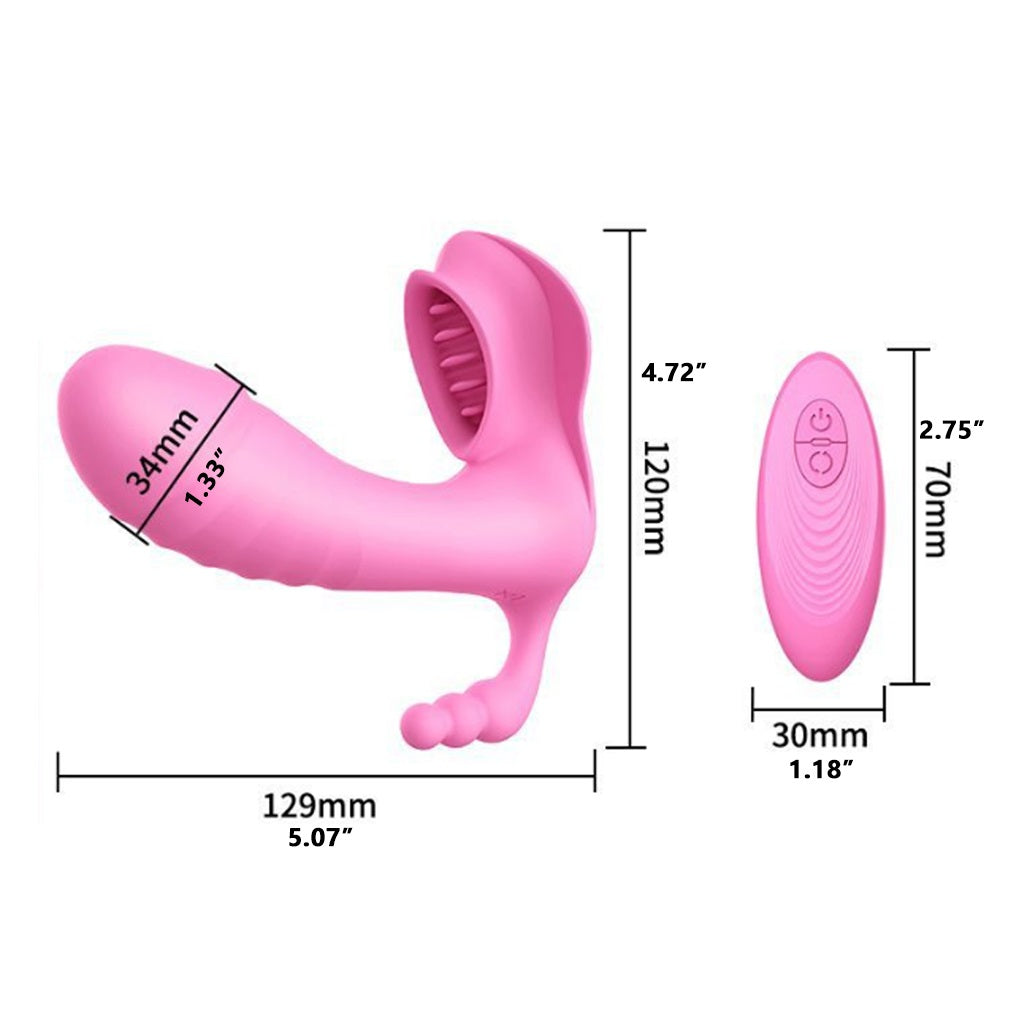 Pink Wearable Butterfly Type Silicone 7 Modes USB 