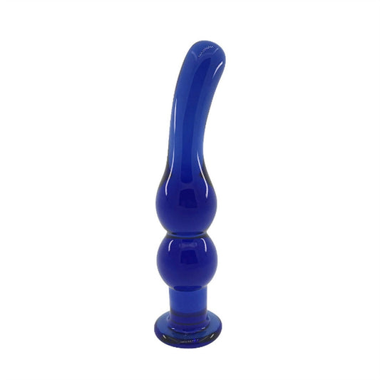 Blue Crystal Glass Anal Plug In The Back Court For