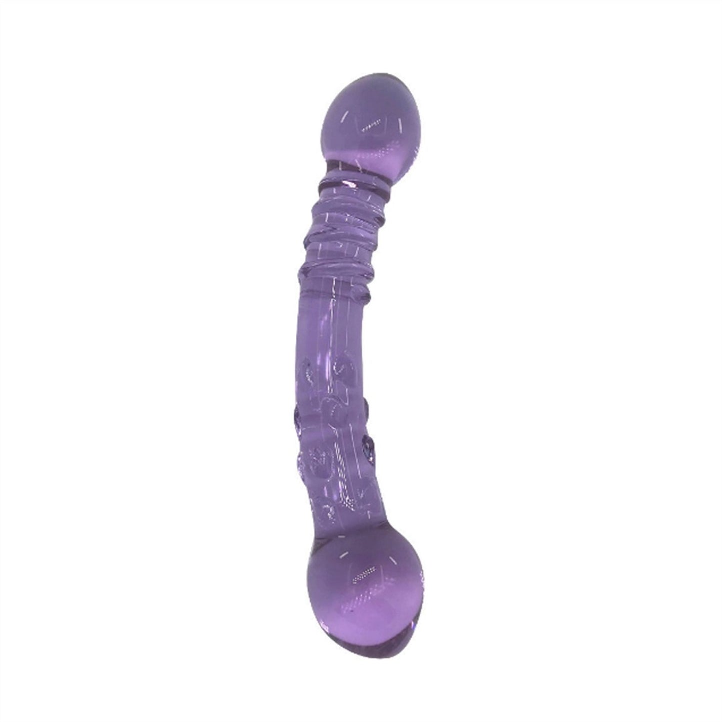 Purple Double-headed Crystal Glass Penis Simulatio