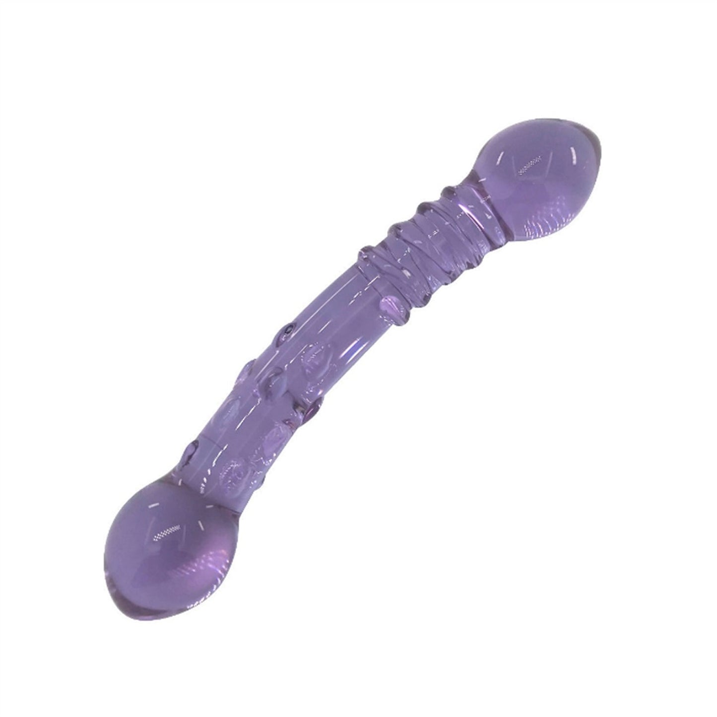 Purple Double-headed Crystal Glass Penis Simulatio