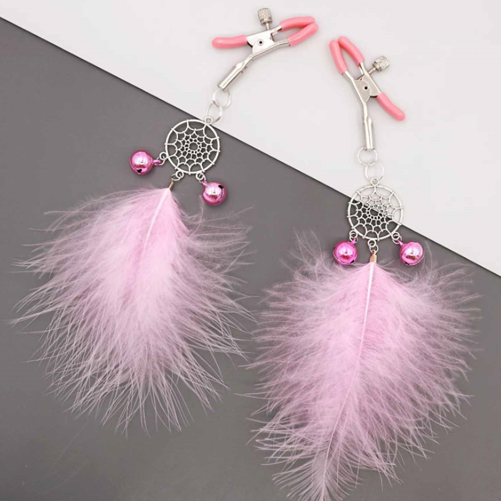 1 Pairs feather Nipples Ring Bells Dangle Nipples 