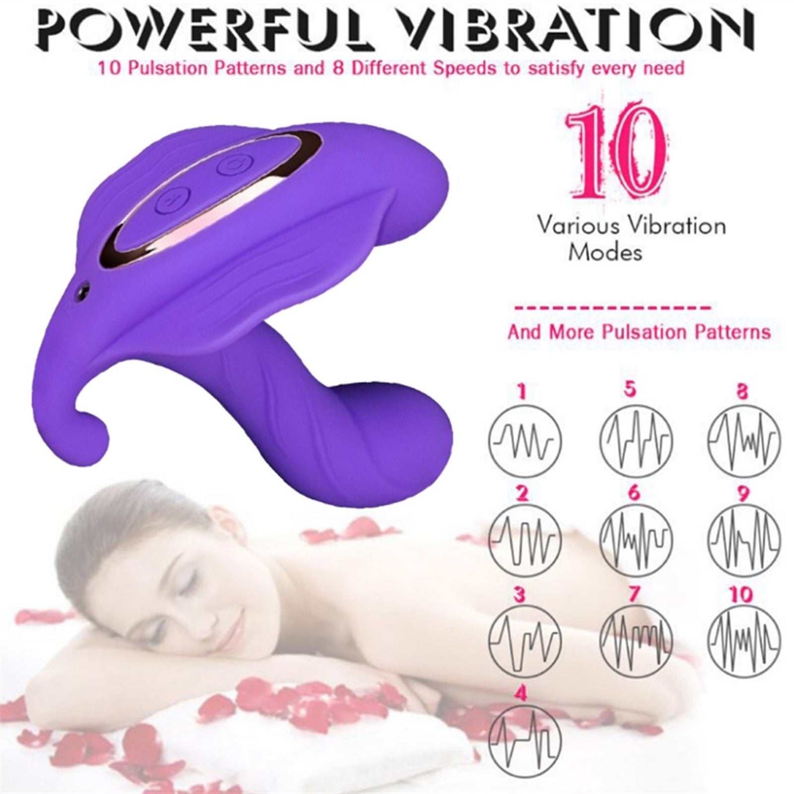 Pink/Purple 10 Frequency Vibration Women Butterfly