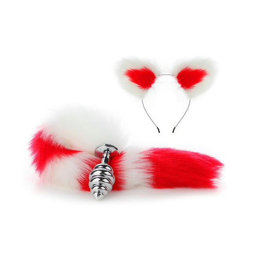 Faux fox tail anal plug ear hairpin set cosplay ad