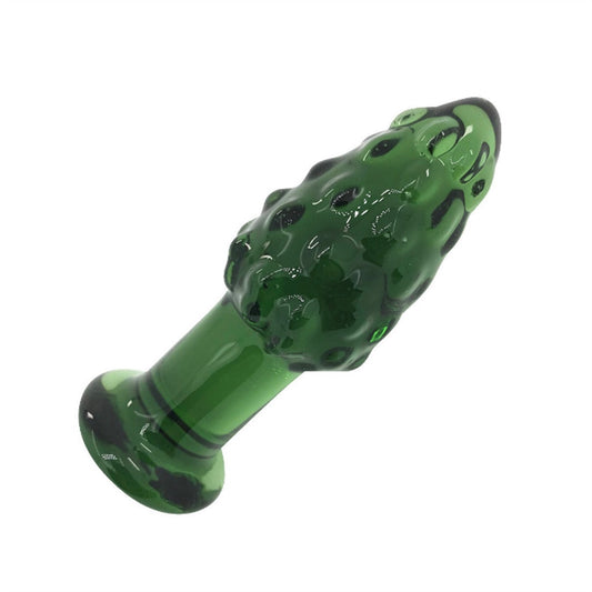 Green Cycas Crystal Glass Anal Plug for Men and Wo