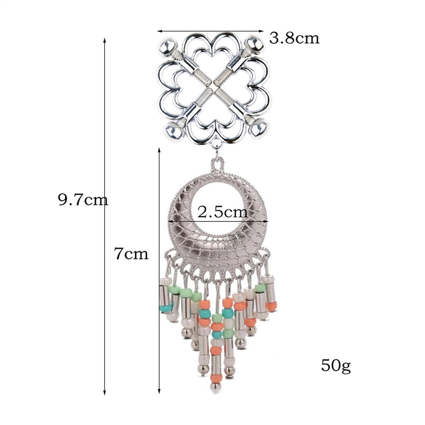 Cherry Blossom Beads Glass Metal Tassels Pendant N