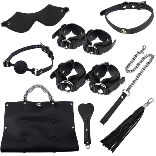 8-piece Set Bedding Toys Black PU Leather Horse Wh