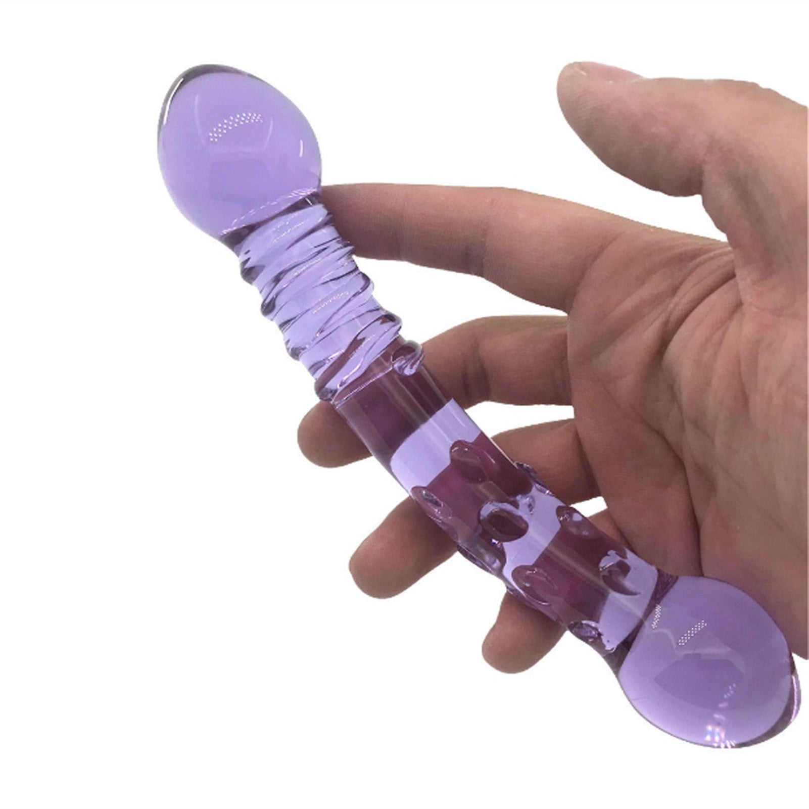 Purple Double-headed Crystal Glass Penis Simulatio