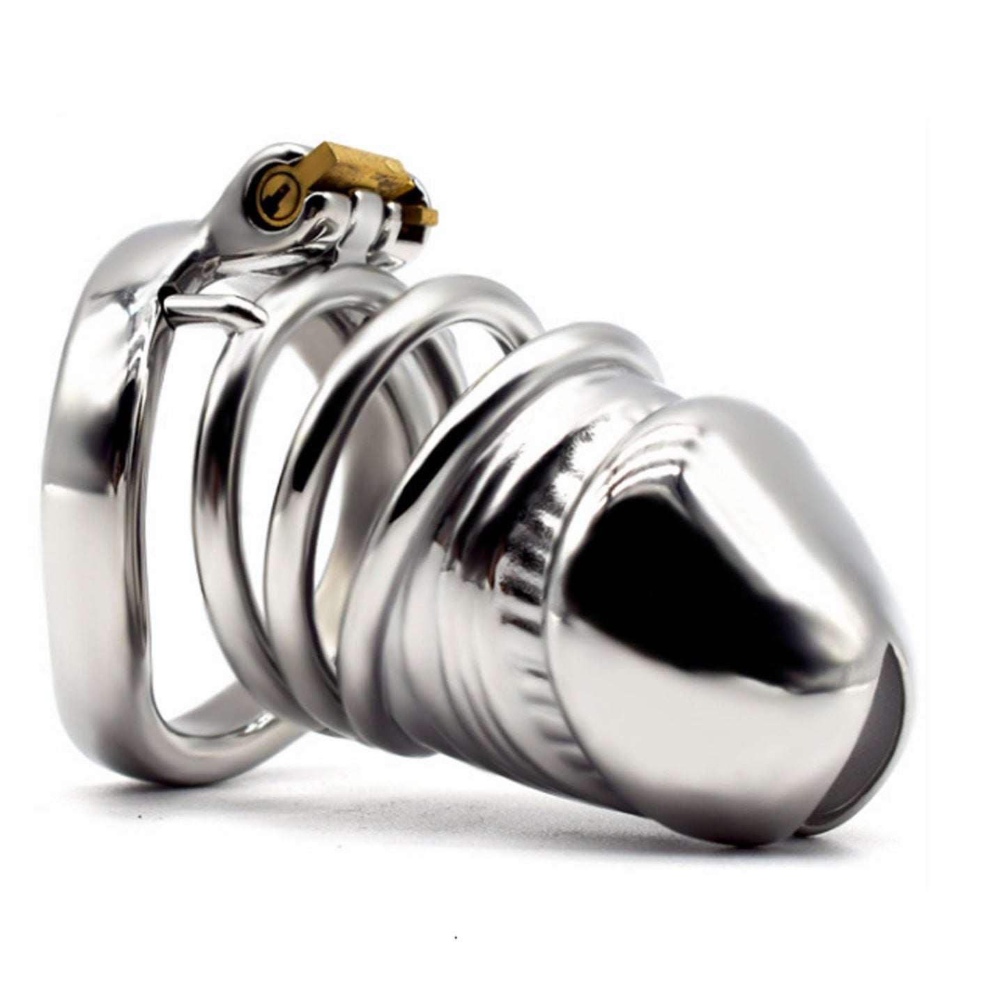 SM Stainless  Chastity Lock With Catheter For Men 