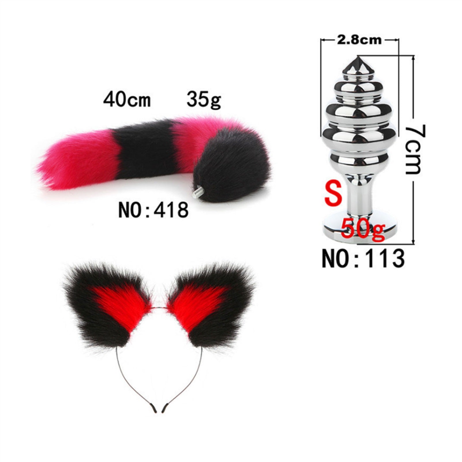 Faux fox tail anal plug ear hairpin set cosplay ad