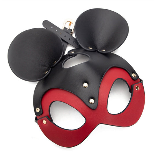 Adult Products PU leather Mouse Face Head Mask Ope