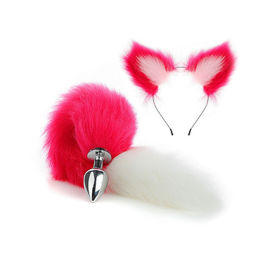 Faux fox tail anal plug ear hairpin set cosplay ad