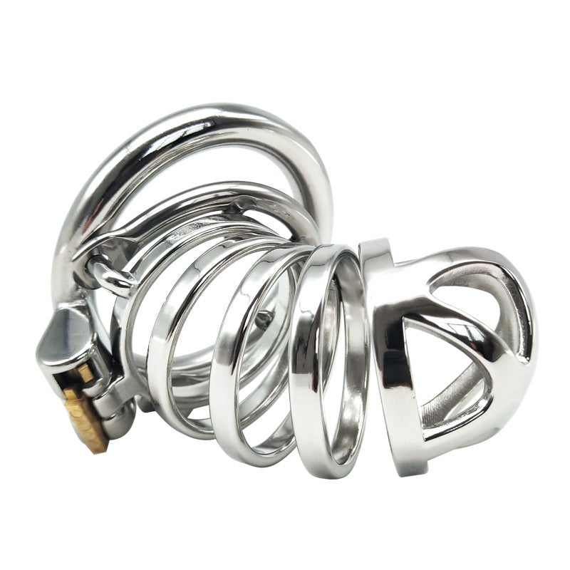 Male Chastity Device Cock Cage Steel Metal Silver 