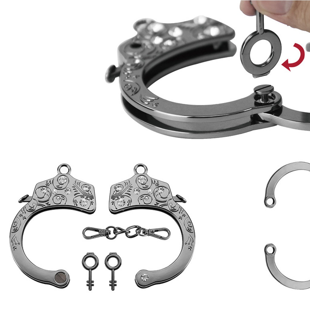 Gun Color Metal Handcuffs With Drill Cosplay Of Po